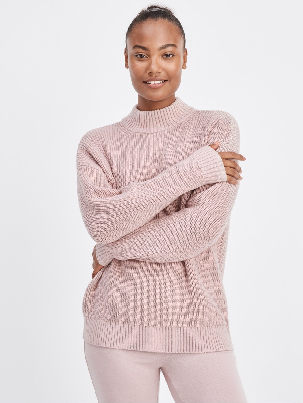 Haven Well Within Organic Cotton Mock Neck Pullover Sweater Size M